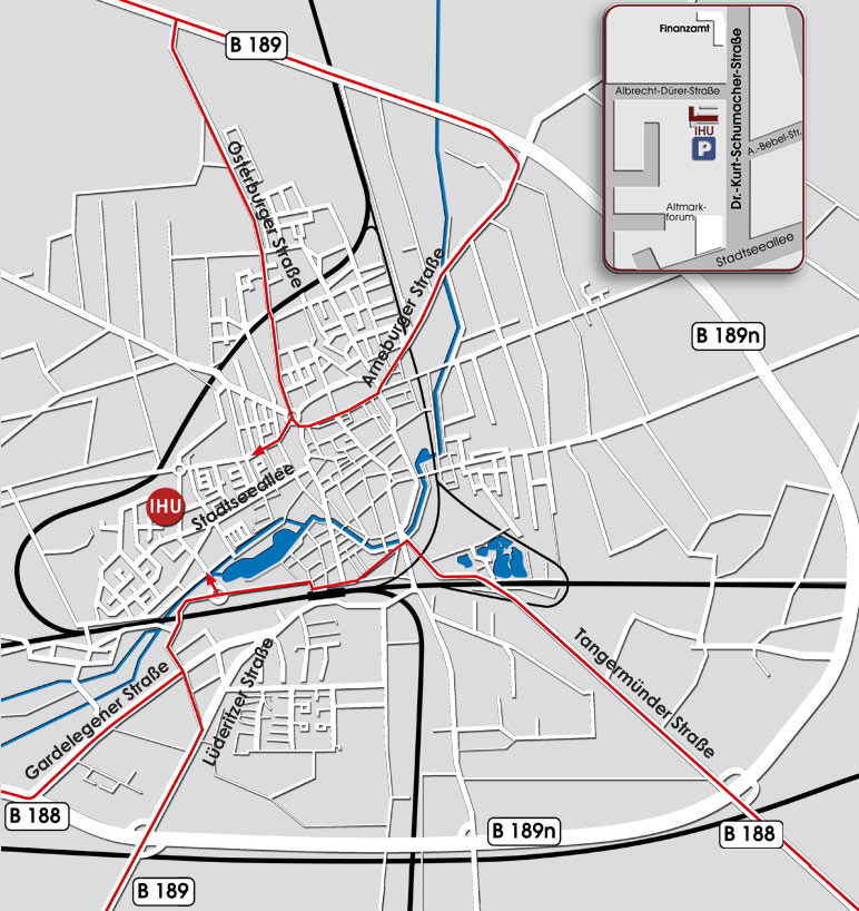 Stendal Anfahrtsplan, Übersichtskarte